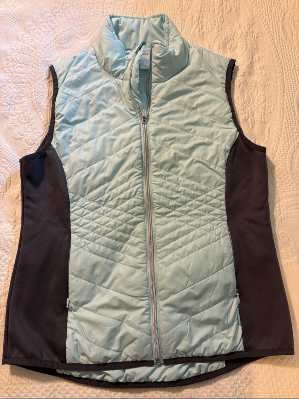 Jockey Light Blue Quilted Vest with Black Side Panels
